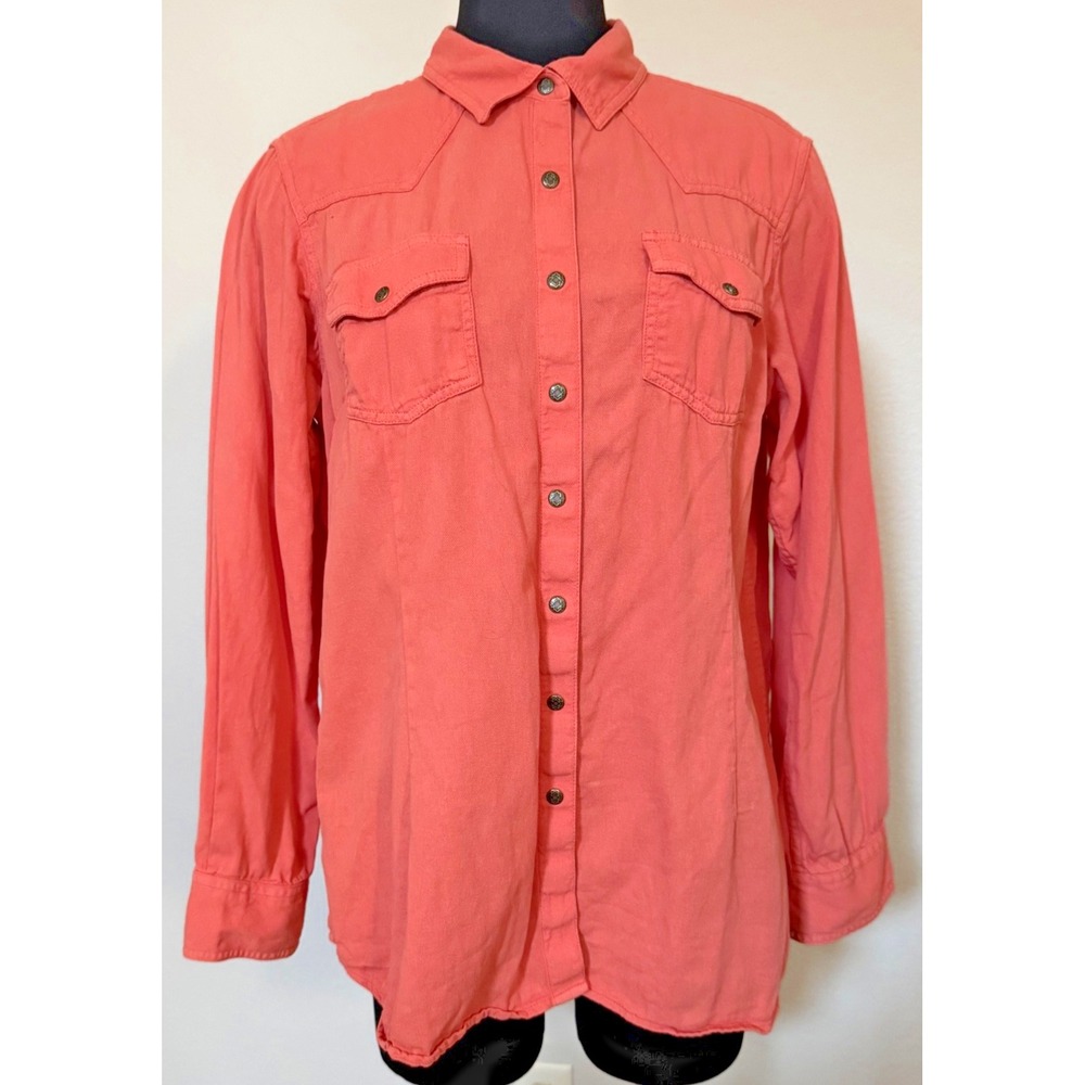 Ariat REAL Jurlington Shirt Size XL‎ Coral Twill  Snap Up Long Sleeve Cowgirl